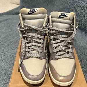 Women’s platform purple metallic Nike Dunk sneakers